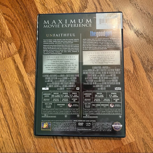 NWT/EUC Set of 4 Comedy & Thriller DVDs (Unfaithful/The Good Girl/Some Like Hot) - Picture 8 of 13